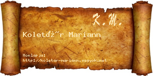 Koletár Mariann névjegykártya