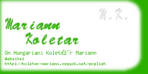 mariann koletar business card